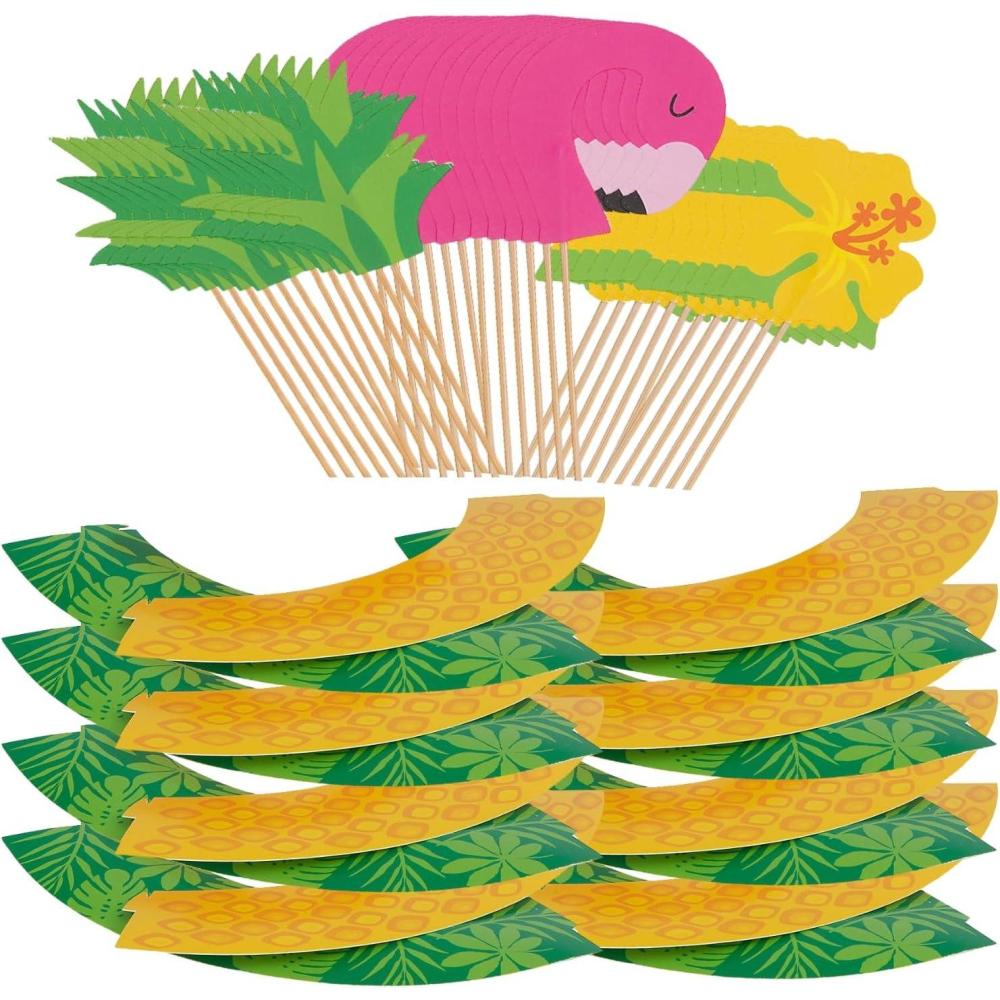 image:imageLuau Cupcake Wrappers with Picks  100 Pieces