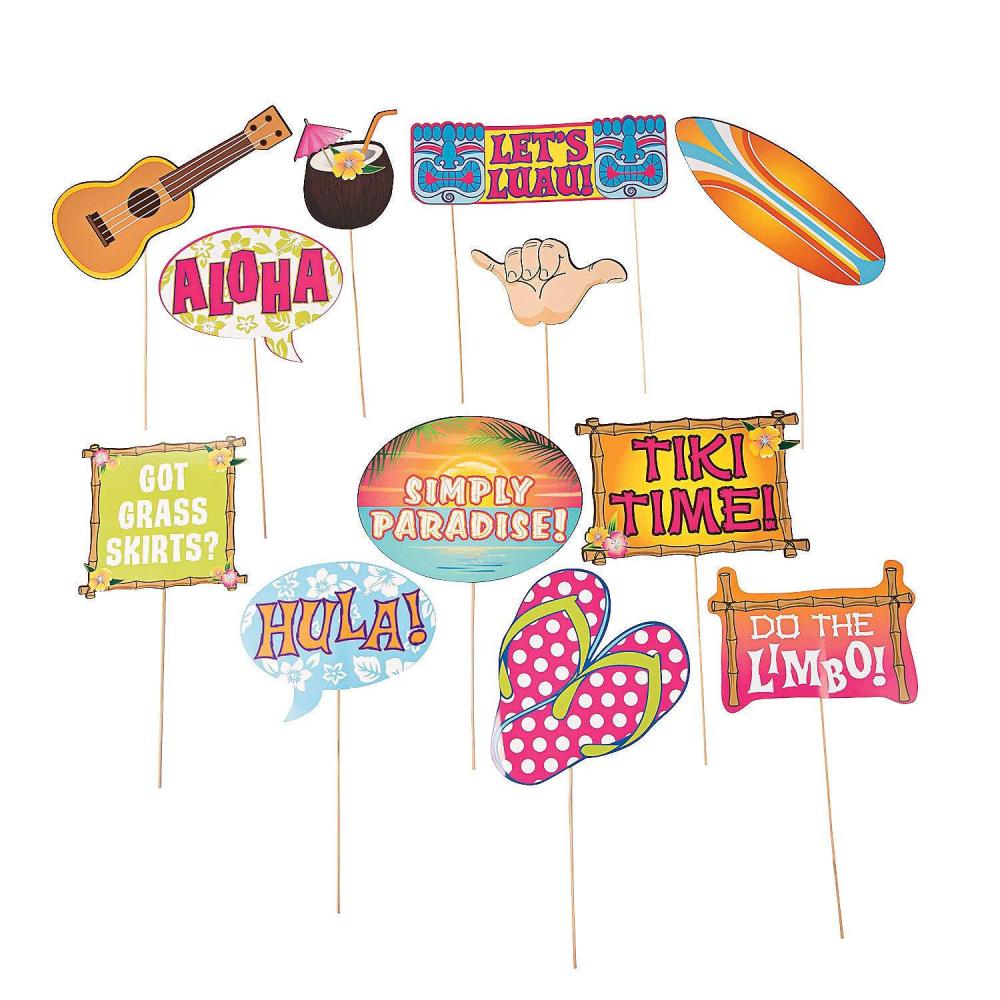 image:imageLuau Sayings Photo Stick Props for Party Apparel Accessories Costume Accessories Costume Props Party 12 Pieces