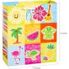 Fun Express 7 1/2″ x 9″ Medium Bright Luau Paper Gift Bags with Tags – 12 Pc