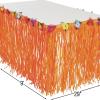 Fun Express Luau Orange Table Skirt – Vibrant and Festive Party Decoration for Tropical Celebrations and Themed Events – Ideal for Birthdays Luaus and Summer Gatherings – 1 Colorful Piece