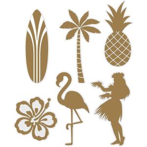 Fun Express – Gold Silhouette Luau Cutouts – Party Decor – Wall Decor – Cutouts – 12 Pieces