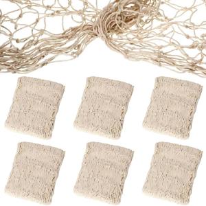 Fun Express 6 pieces – Natural Cotton Fish Net Wall Decorations – 14 ft x 4 ft. each | Beach Theme Decor | Luau