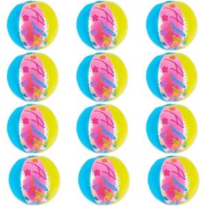 Fun Express Aloha Beach Balls 12 Pack Inflatable Pool Toys for Kids & Adults – Tropical Luau Party Favors & Hawaiian Decorations | Summer Water Games for Beach Party & Pool Party Supplies