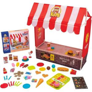 Fun Express Kids Pretend Fast Food Play Set – DIY Fast Food Tent Kit with Ready-to-Eat Meals – Instant Picnic Upgrade, Easy Outdoor Entertaining Fast Food Tent for Kids