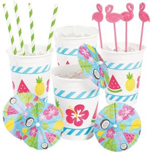 Fun Express Luau Cocktail Party Kit – Complete Party Supplies for Tropical Celebrations & Themed Events – Fun Decorations Accessories & Tableware – Perfect for Summer Gatherings – 24 Colorful Pieces
