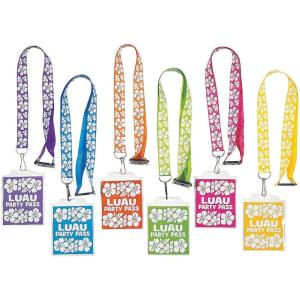 Luau Party Lanyards – Jewelry – Necklaces – Badge Holders – 12 Pieces