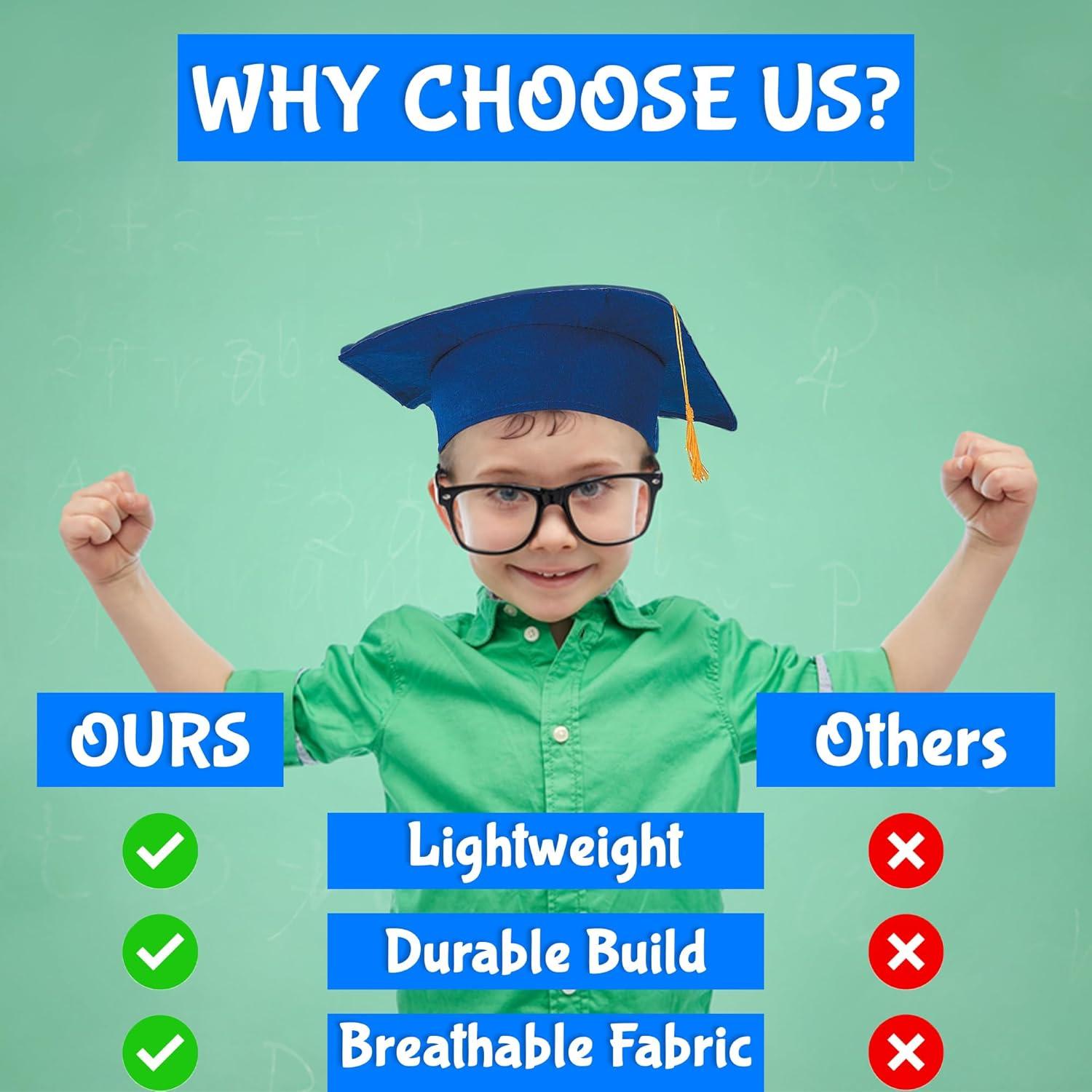 image:imageFun Express Bulk 12 Pieces Kids Felt Elementary Kindergarten PreSchool Graduation Mortarboard Caps FeltBlue