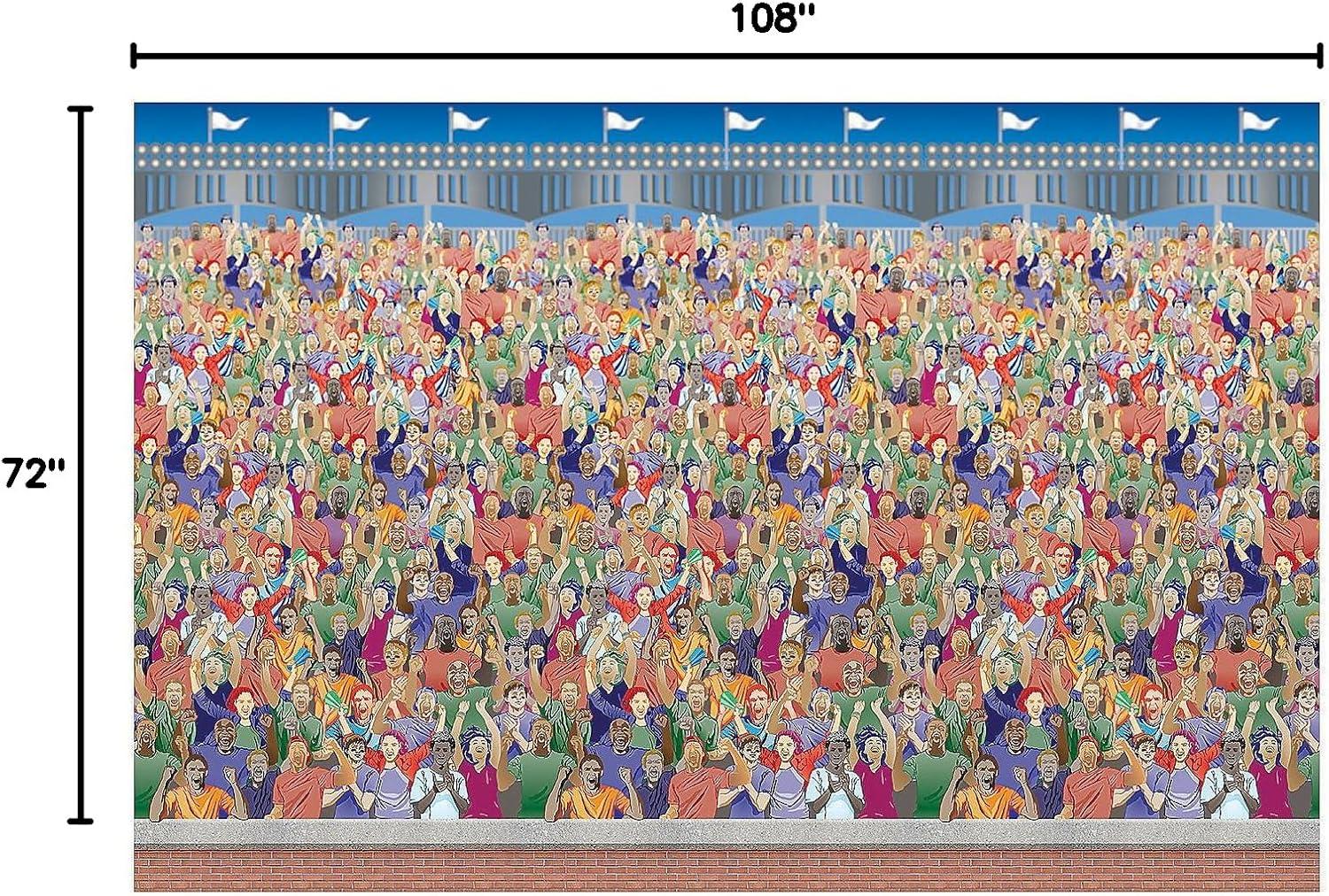 image:imageFun Express Excited Crowd Background Backdrop 9 feet Long Sports Party Decor VBS Vacation Bible School SuppliesDecor