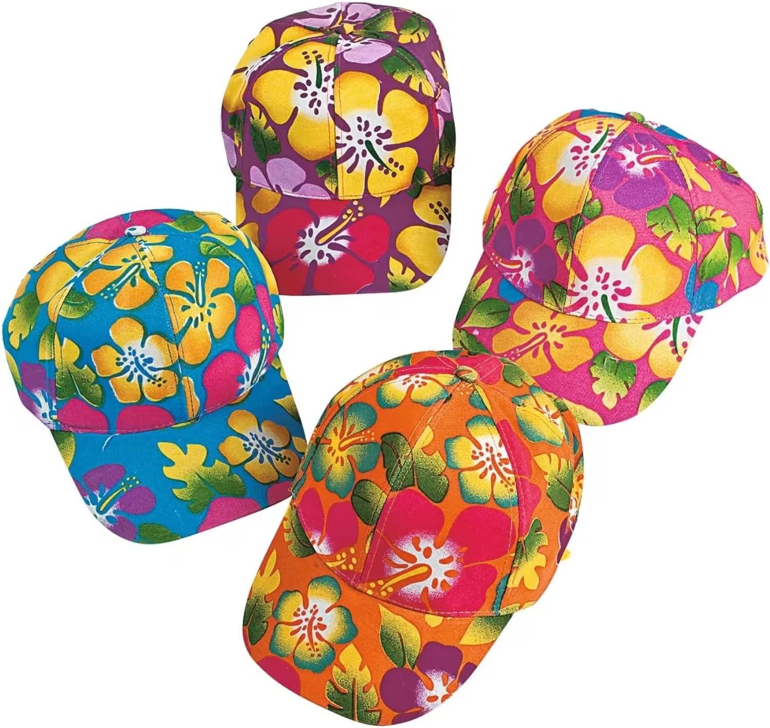 image:imageVibrant Hibiscus Polyester Baseball Caps  22 12Pack  Assorted Colorful Hats for Kids amp Adults  Perfect for Luaus Beach Parties amp Summer Camps