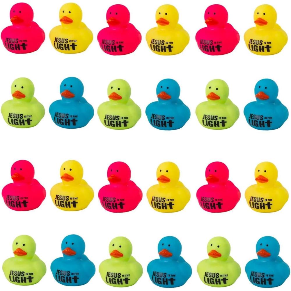 image:image1 12 Mini Jesus is The Light VBS GlowinTheDark Rubber Ducks 24 Pc