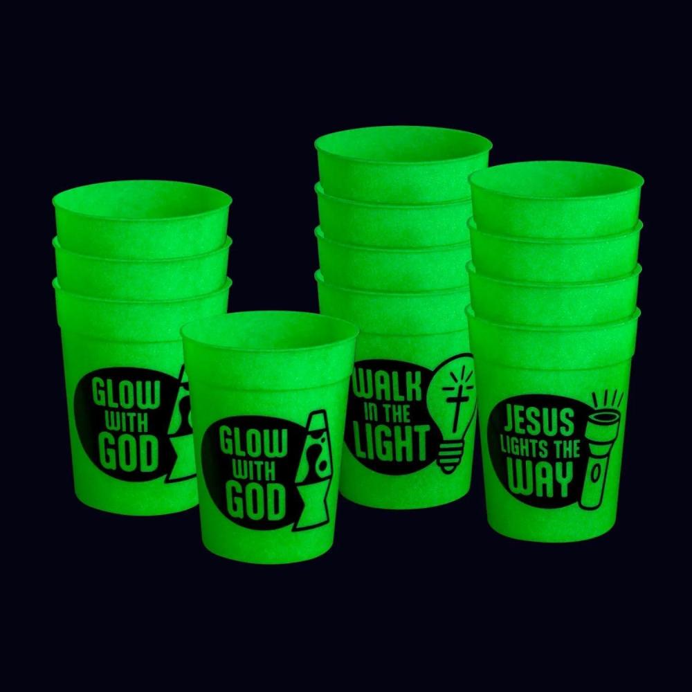 image:image10 oz Jesus is the Light VBS GlowintheDark Reusable Plastic Cups 12 Ct