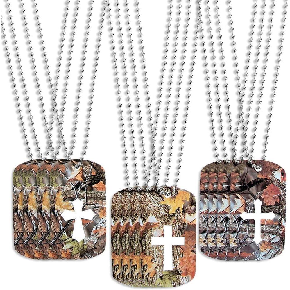 image:imageFun Express Cross Cutout Camouflage Dog Tag Necklaces 12 Pieces Great for Sunday School and Vacation Bible School
