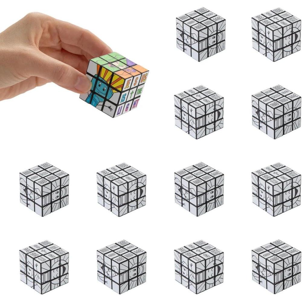 image:imageFun Express 1 12 x 1 12 Color Your Own Jesus is The Light VBS Mini Puzzle Cubes 12 Pc
