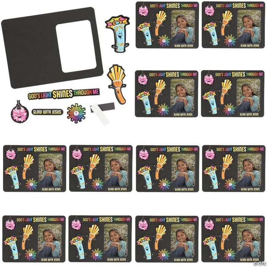image:imageFun Express 6 34 x 5 Jesus is The Light VBS Glow with Jesus Picture Frame Magnet Craft Kit  Makes 12