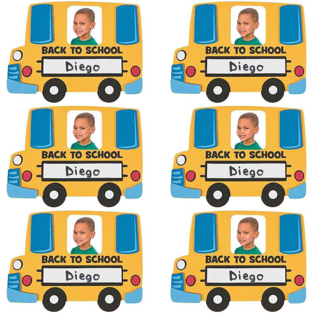 image:imageFun Express Bulk BacktoSchool Bus Picture Frame Magnet Craft Kit Makes 48
