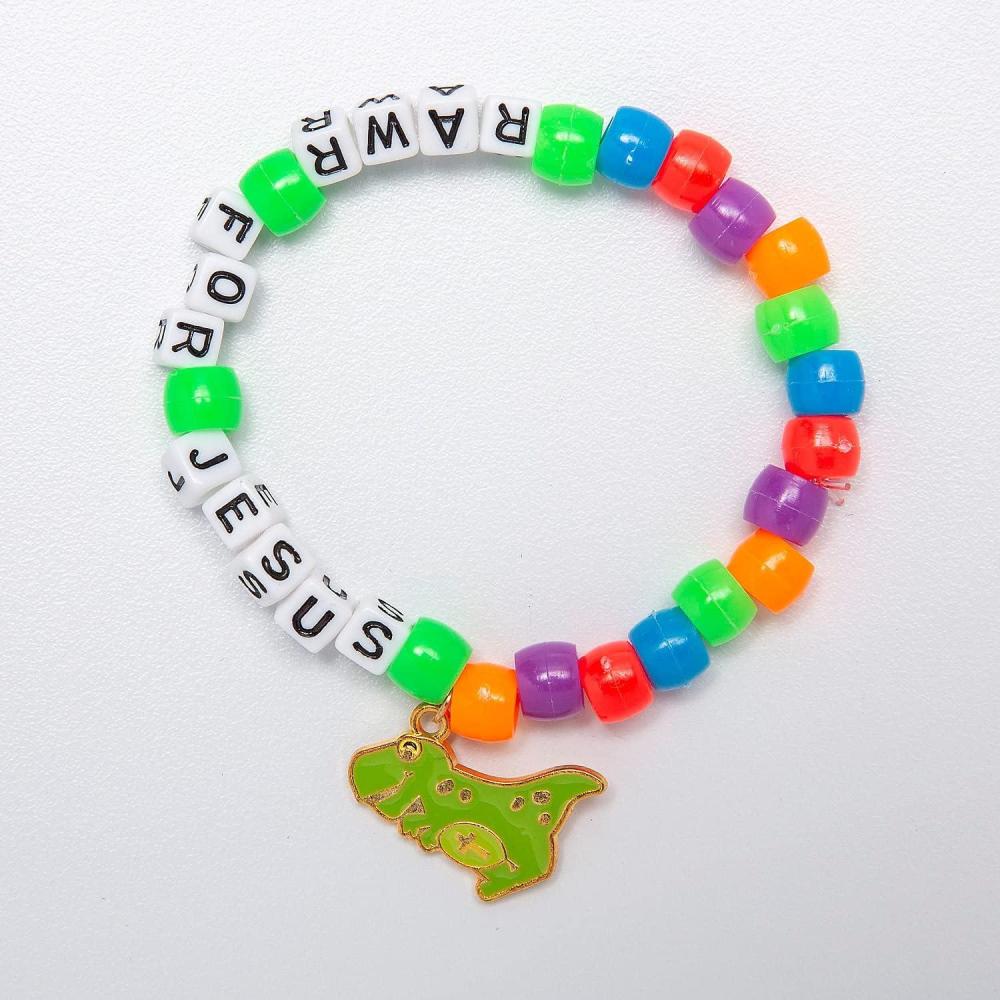 image:imageFun Express Dinosaur VBS Pony Bead Bracelet Craft Kit VBS Vacation Bible School SuppliesDecor Makes 12