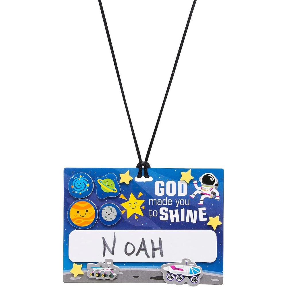 image:imageFun Express Outer Space VBS Nametag Necklace Craft Kit  Makes 12 Vacation Bible School Supplies