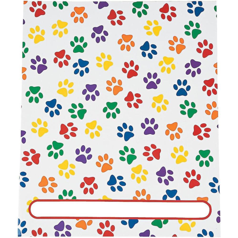 image:imageFun Express Paw Print Pocket Folders with Pockets 12 Pack Cute School Supplies for Kids amp Classroom Essentials Colored Paper Folders Bulk Set for Back to School Homework amp Student Organization