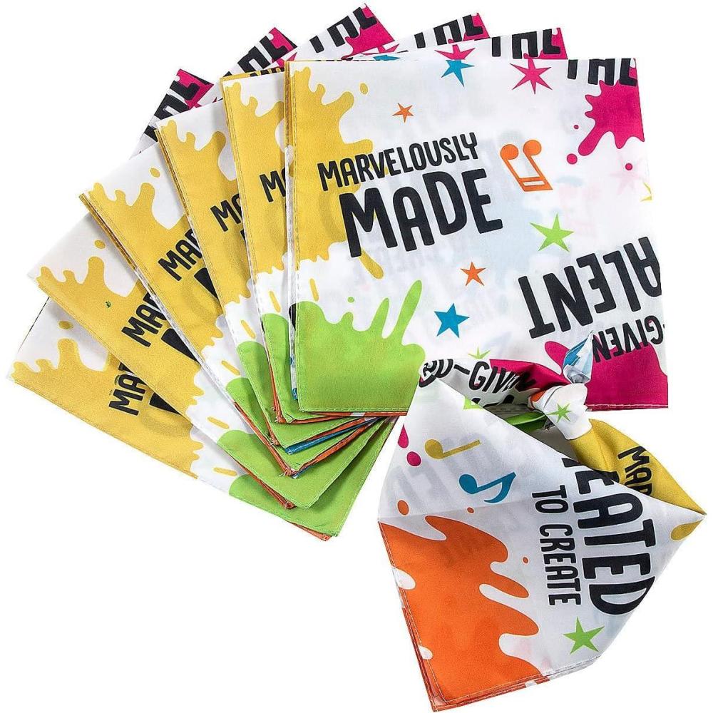 image:imageFun Express Studio Vbs Bandanas Multicolor Polyester 20x20 Set of 12 Scarves Perfect for Stylish Fashion Crafts amp Creative Adventures
