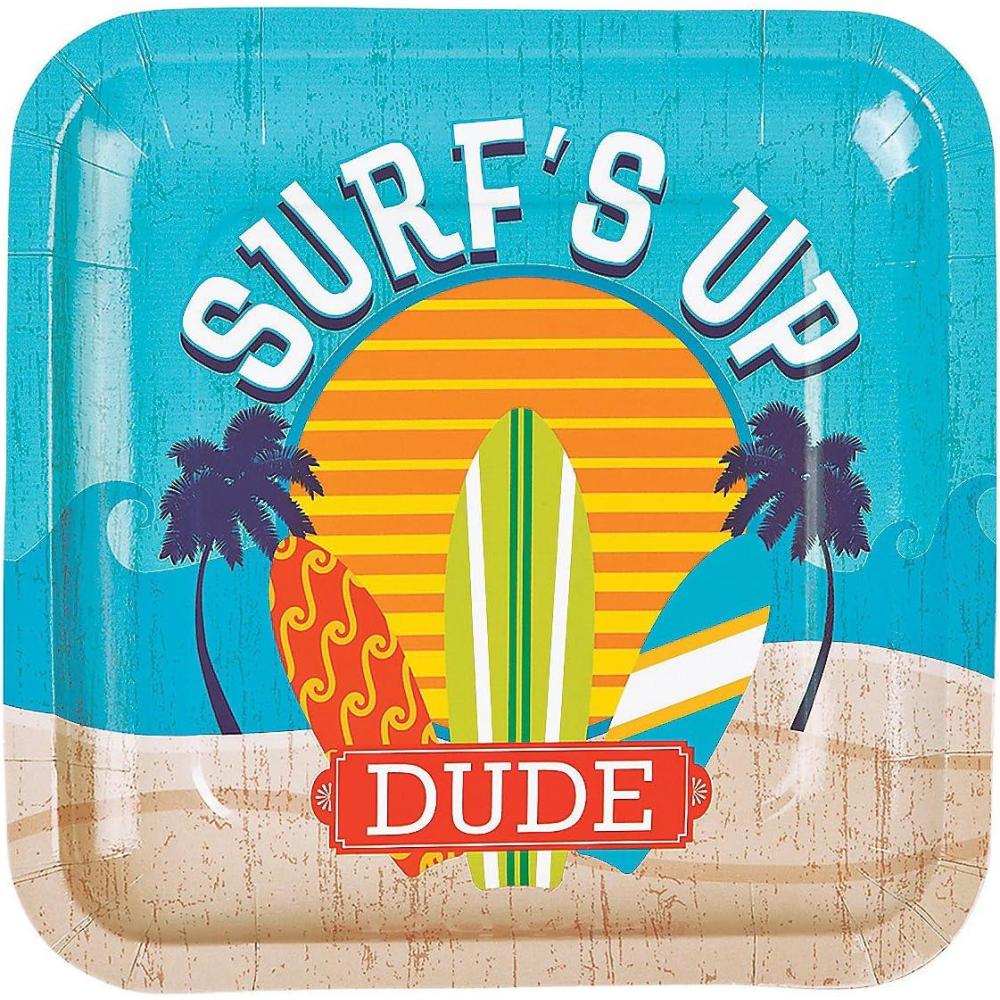 image:imageFun Express Surfs Up Dude Luau Party Paper Dinner Plates  Summer Hawaiian Beach Wave Surfing Birthday Decorations  Surf Party Picnic Disposable Tableware for Boys  Party Supplies  8 Pieces
