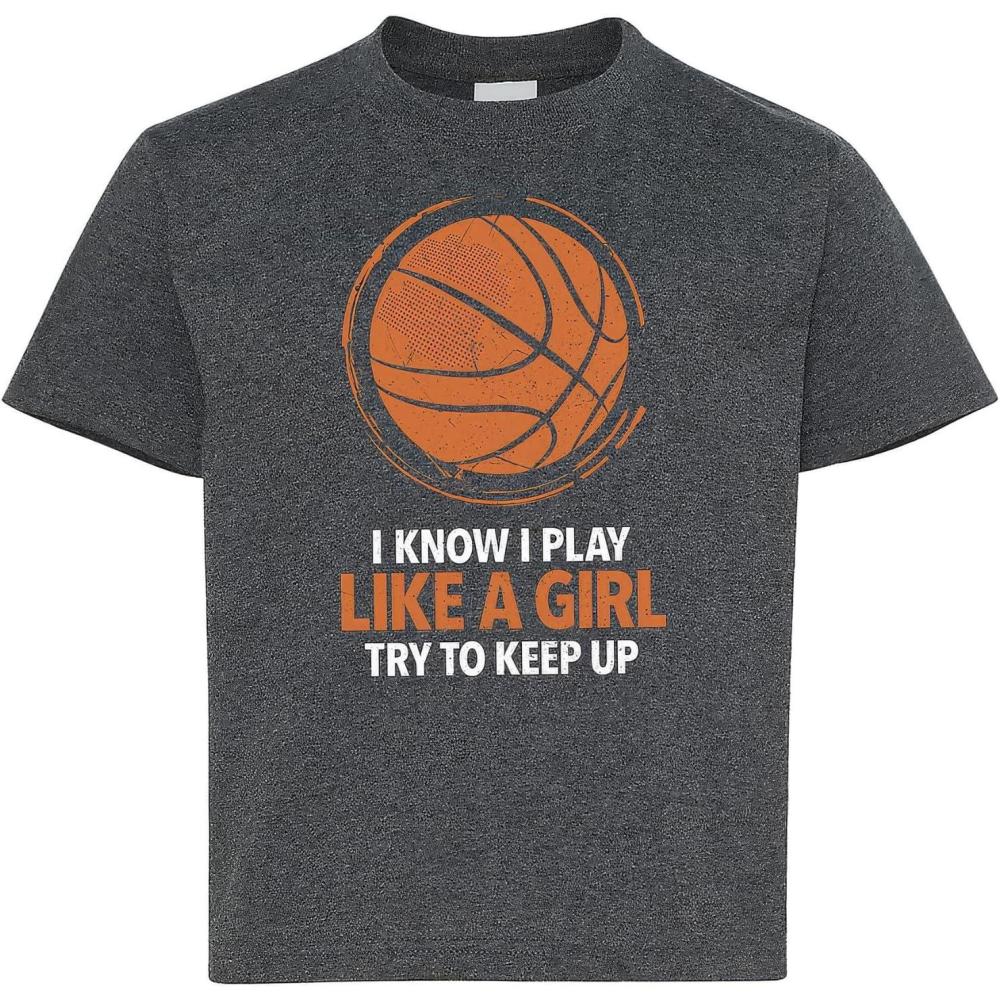 image:imageFun Express Unisex Adult Play Like a Girl Black Youth Short Sleeve TShirtDark Heather Gray