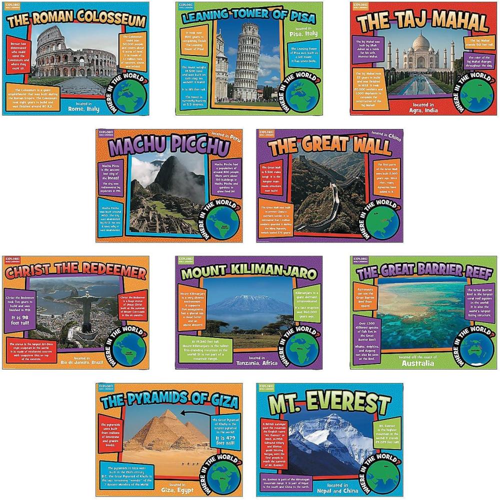 image:imageFun Express World Landmark Poster VBS Vacation Bible School SuppliesDecor Set 10 Pieces Educational And Learning Activities For Kids