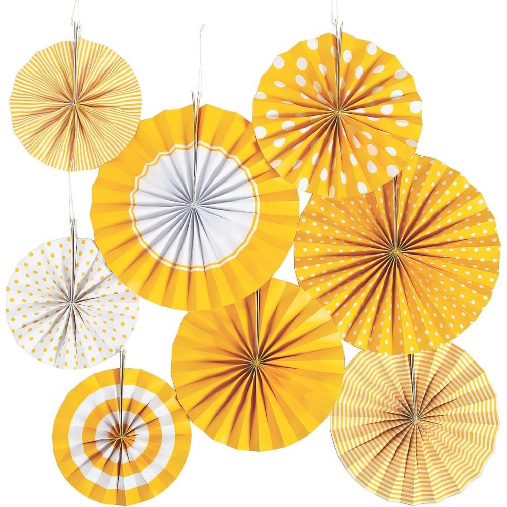 image:imageSchool Bus Yellow Paper Fan Assortment Party Decor 8 Pieces