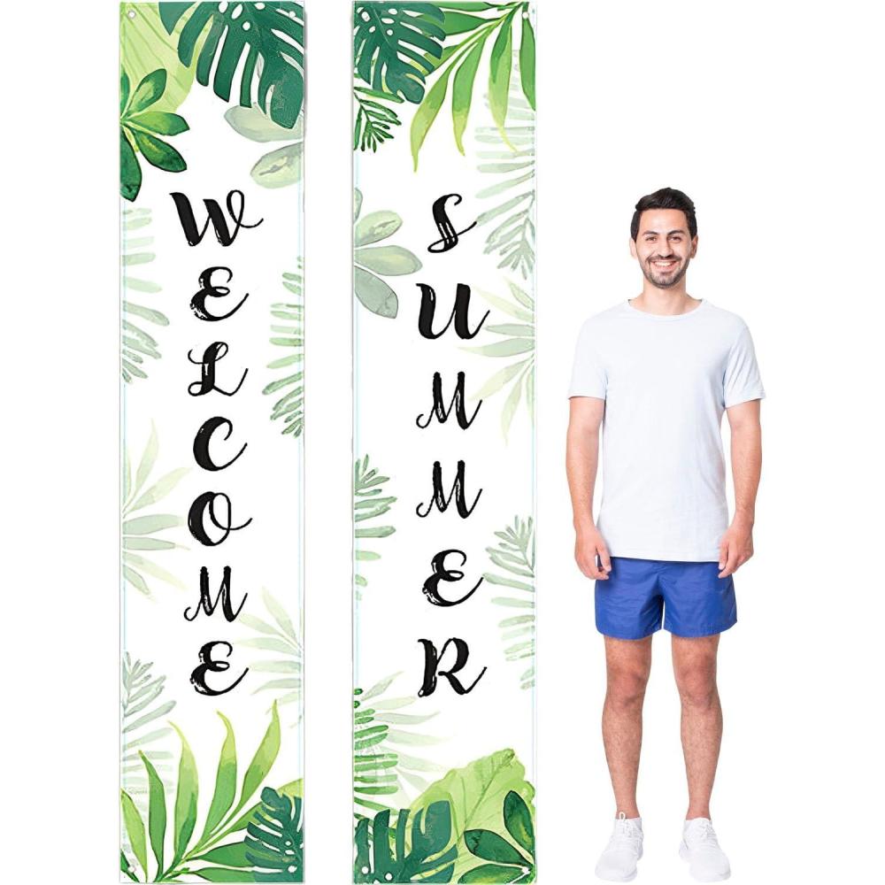 image:imageWelcome Summer Luau Vertical Door Banner Set 2 Pieces