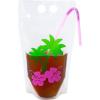 Fun Express 25 Pieces Luau Party Collapsible Plastic Drink Pouches with Straws, Holds 16 oz, BPA Free Plastic, Party Supplies, Multi-Color