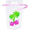 Fun Express 25 Pieces Luau Party Collapsible Plastic Drink Pouches with Straws, Holds 16 oz, BPA Free Plastic, Party Supplies, Multi-Color