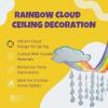 Fun Express Rainbow Cloud & Raindrops Ceiling Hanging Decorations 12 Ft x 32″ – Spring Classroom Decor for Party, Daycare & Sunday School | Colorful Paper Decorations for Kids Events(2″L x 3″W)