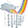 Fun Express Rainbow Cloud & Raindrops Ceiling Hanging Decorations 12 Ft x 32″ – Spring Classroom Decor for Party, Daycare & Sunday School | Colorful Paper Decorations for Kids Events(2″L x 3″W)