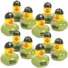 Fun Express – 2″ Veteran Rubber Ducks in Green T-Shirts and Black Caps – Perfect for Tiki Parties, Car Decor, and Fun Luau Favors – 12 Pieces