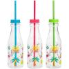 Fun Express 22 oz. Luau Reusable Plastic Drink Bottles with Lids & Straws – 12 Pieces