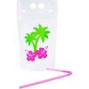 Fun Express 25 Pieces Luau Party Collapsible Plastic Drink Pouches with Straws, Holds 16 oz, BPA Free Plastic, Party Supplies, Multi-Color