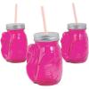 Fun Express 6 Oz. Flamingo Reusable Jar Glasses With Lids & Straws – 6 Cups – Great For Luau, Bridal And Other Summer Themed Parties