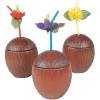 Fun Express Coconut Cups with lids, Set of 12 Plastic Party Cups, Each holds 16 oz – Luau, Beach, Pool and Tiki Party Supplies