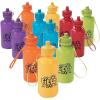 Fun Express Kids Water Bottle 12 Pack – BPA Free Plastic Reusable Water Bottles for School, Field Day & Sports | Small 12 oz Mini Water Bottles Bulk Set with Carrying Strap for Classroom Team Events
