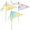 Fun Express Last Day of School Pennant Flags 12 Pieces – Mini Flags on Sticks for Classroom Decorations | Colorful Felt Pennant Banner Set for First Day & Back to School Celebrations for Kids