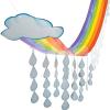 Fun Express Rainbow Cloud & Raindrops Ceiling Hanging Decorations 12 Ft x 32″ – Spring Classroom Decor for Party, Daycare & Sunday School | Colorful Paper Decorations for Kids Events(2″L x 3″W)