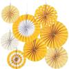 School Bus Yellow Paper Fan Assortment – Party Decor – 8 Pieces