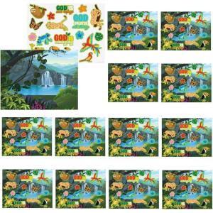 11″ x 8 1/2″ Rainforest VBS Animal Sticker Scenes – 12 Pc.