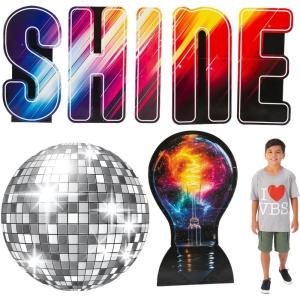 44″ – 54″ Jesus is the Light VBS Starburst Shine Cardboard Cutout Stand-Up Set – 7 Pc.