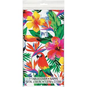 54″ x 84″ Tropical Palm Luau Plastic Tablecloth