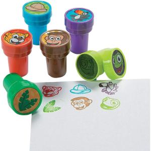 Fun Express – Jungle Stamper – Stationery – Stamps – Self Inking – VBS Vacation Bible School Supplies/Decor – 24 Pieces