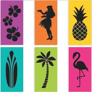 Fun Express – Luau Silhouette Backdrop Banner – Party Decor – Wall Decor – Preprinted Backdrops – 6 Pieces