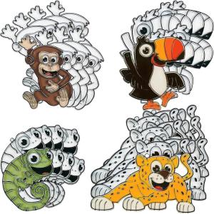 Fun Express Animal Paint Your Own Suncatchers – Crafts for Kids and Fun Home Activities (Jungle Animals) – VBS Vacation Bible School Supplies/Decor(Jungle Animals)