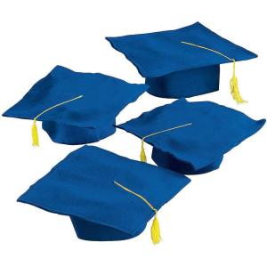 Fun Express Bulk 12 Pieces Kid’s Felt Elementary, Kindergarten, Pre-School Graduation Mortarboard Caps, Felt(Blue)