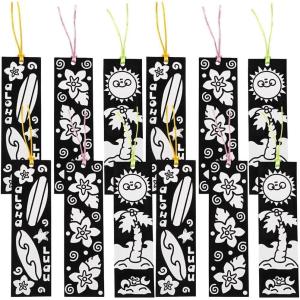 Fun Express Color Your Own Fuzzy Luau Bookmarks – Crafts for Kids and Fun Home Activities – VBS Vacation Bible School Supplies/Decor