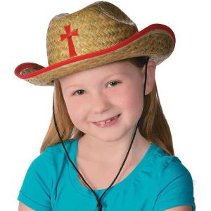 Fun Express Cowboy Hat with Cross – Apparel Accessories – Hats – Cowboy Hats Brown – VBS Vacation Bible School Supplies/Decor – 12 Pieces